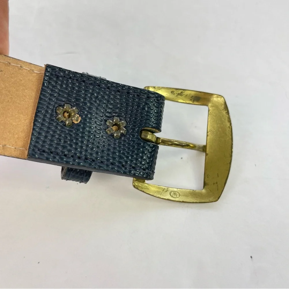 Vintage‎ Navy Blue Snakeskin Texture Belt